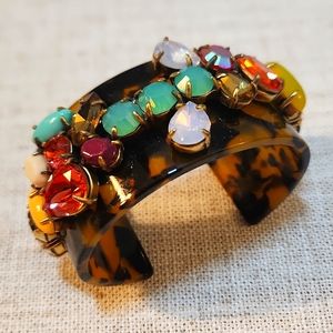 J. Crew Multi-colored Stone and Tortoise Jeweled Cuff